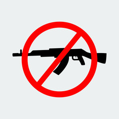 Stop Terror  With Sign Black Gun Icon.Vector Illustration