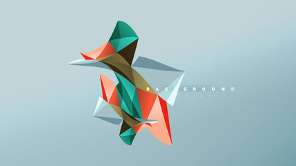 Abstract background - geometric origami style shape composition, triangular low poly design concept. Colorful trendy minimalistic illustration