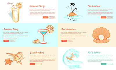 Summer Party and Adventure Vector Web Banner.