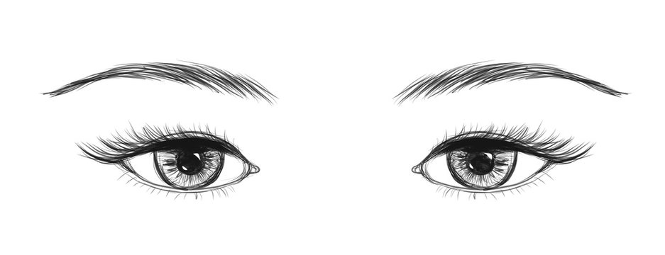Eyes made in hand drawn technique. Vector illustration.