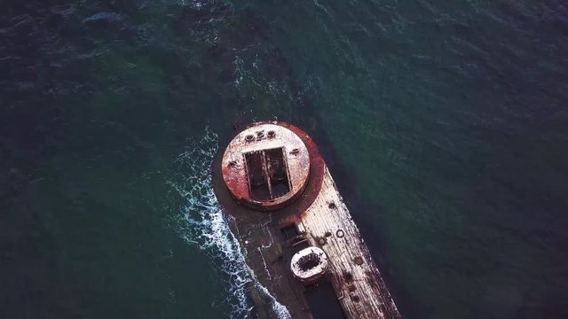 Aerial footage of the ship wreck, HMVS Cerberus at Half Moon Bay in Melbourne Australia