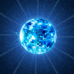 Disco party background. Music dance vector design for advertise. Disco ball flyer or poster design promo