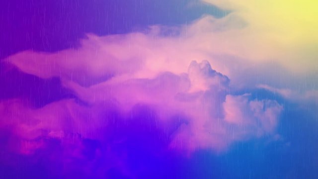 Clouds moving and rainfall in purple sky