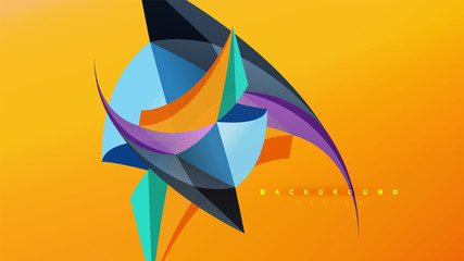 Abstract background - geometric origami style shape composition, triangular low poly design concept. Colorful trendy minimalistic illustration