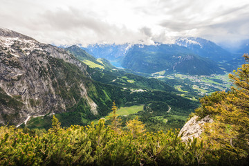 Aerial view of beautiful Berchtesgaden Landscape from Kehlsteinhaus, the Eagle Nest, Bavaria, Germany, Europe