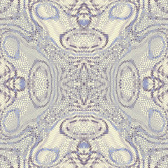 Seamless background pattern. Symmetric mosaic art pattern of different tile textures. Art Nouveau style.