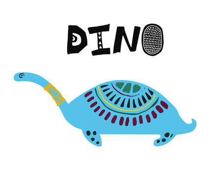 Cartoon dino, dinosaur illustration.
