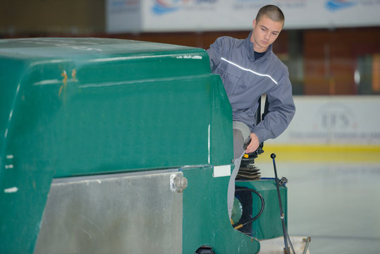 Ice Resurfacing Machine On Rink