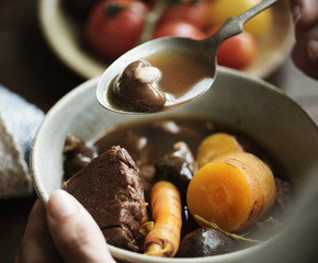 Homemade beef stew food photography recipe idea