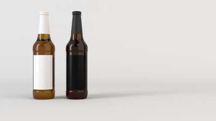 Mock up of two beer bottles with blank labels - 214066921