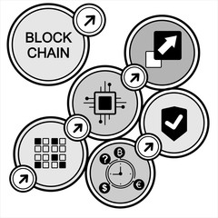 Vector illustration of blockchain concept. Connected circle shapes.