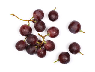 Cardinal grapes isolated on white background, top view