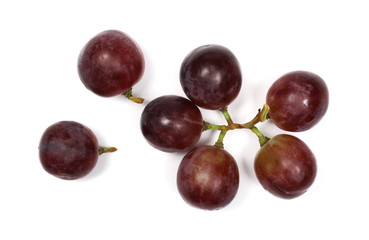 Cardinal grapes isolated on white background, top view