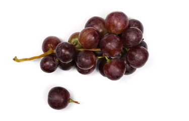Cardinal grapes isolated on white background, top view