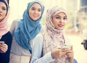 Group of Islamic women friends