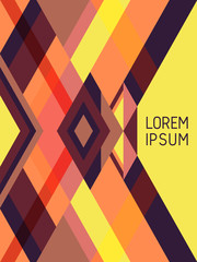 Cover page layout vector template geometric design with triangles and stripes pattern.