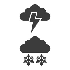 Storm and snow icon on white background.