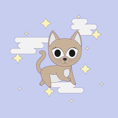Vector of cartoon images of cute different cat. Pet. Vector