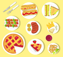 Delicious Fastfood for Summer Picnic with Cutlery