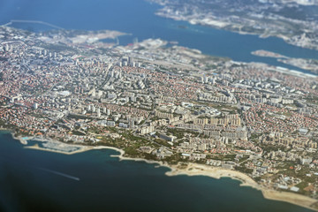Aerial view of Split city district in Croatia.
