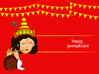 Illustration of background for the occasion of hindu festival Janmashtami celebrated in India