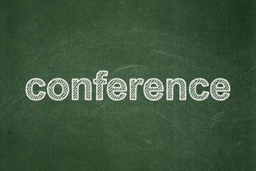 Obraz premium Business concept: text Conference on Green chalkboard background