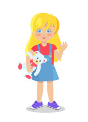 Blonde Doll Like Blonde Girl Teddy Bear Vector