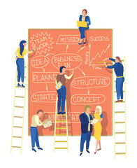 Team work. People in the web business. Vector illustration