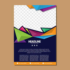 Obraz premium Business abstract vector template. Brochure design, cover modern layout, annual report, poster, flyer in A4 with colorful triangles, geometric shapes for tech, science, market with light background