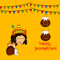 Illustration of background for the occasion of hindu festival Janmashtami celebrated in India