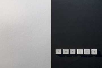 description of the word Lonely on a black and white background