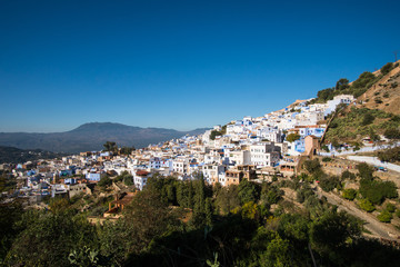 Fototapeta na wymiar Aerial view of Chefchaouen, the Blue city, in Morocco