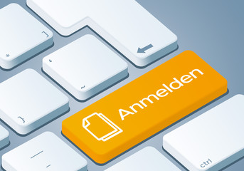 Registration Key - Keyboard with 3D Concept illustration - German-Translation: Anmelden
