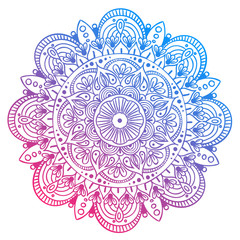 Mandala Vector Design Element. Round ornament decoration. Colorful flower pattern. Stylized floral motif. Complex flourish weave medallion. Tattoo print