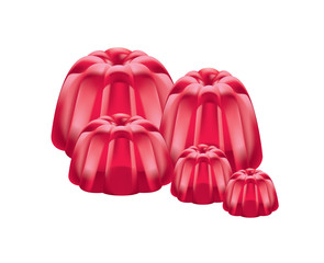 Tasty pink soft jelly on white background