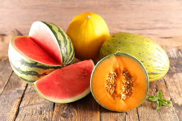 variety of melon and watermelon