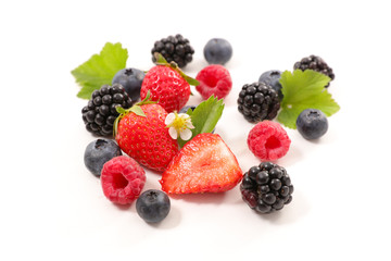 assorted berry fruit on white background