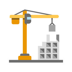 Building, constructing flat design long shadow color icon