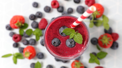 blueberry smoothie, top view