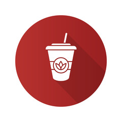 Ice tea flat design long shadow glyph icon