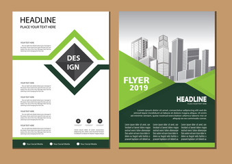 Brochure layout annual report poster flyer with geometric shape