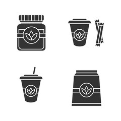 Tea drinks glyph icons set