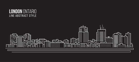 Fototapeta premium Cityscape Building Line art Vector Illustration design - london city , Ontario canada