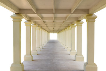 Corridors and pillars,isolated on white background with clipping path.
