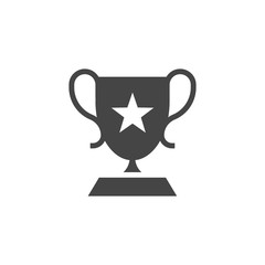 Cup trophy glyph icon. Game UI and UX element. Symbol of award for victory, first place, winning tournament. Achievement champion black flat sign. Vector illustration isolated