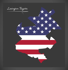 Lexington-Fayette Kentucky map with American national flag illustration