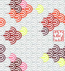 National Oriental pattern, multi-colored Koi fish scales. Seamless pattern Carp Koi pastel colors.