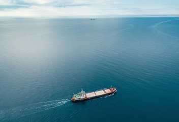View from the top down by cargo ship passing by, Black Sea, Crimea