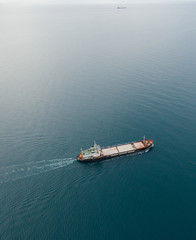 View from the top down by cargo ship passing by, Black Sea, Crimea