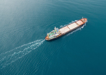 View from the top down by cargo ship passing by, Black Sea, Crimea